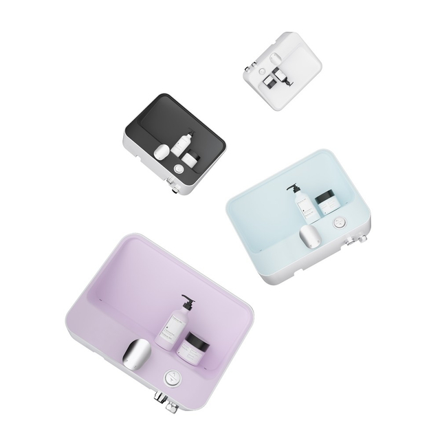 Handheld shower set with shelf in multiple color options