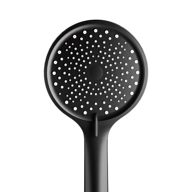 Black ABS handheld shower head close-up detail