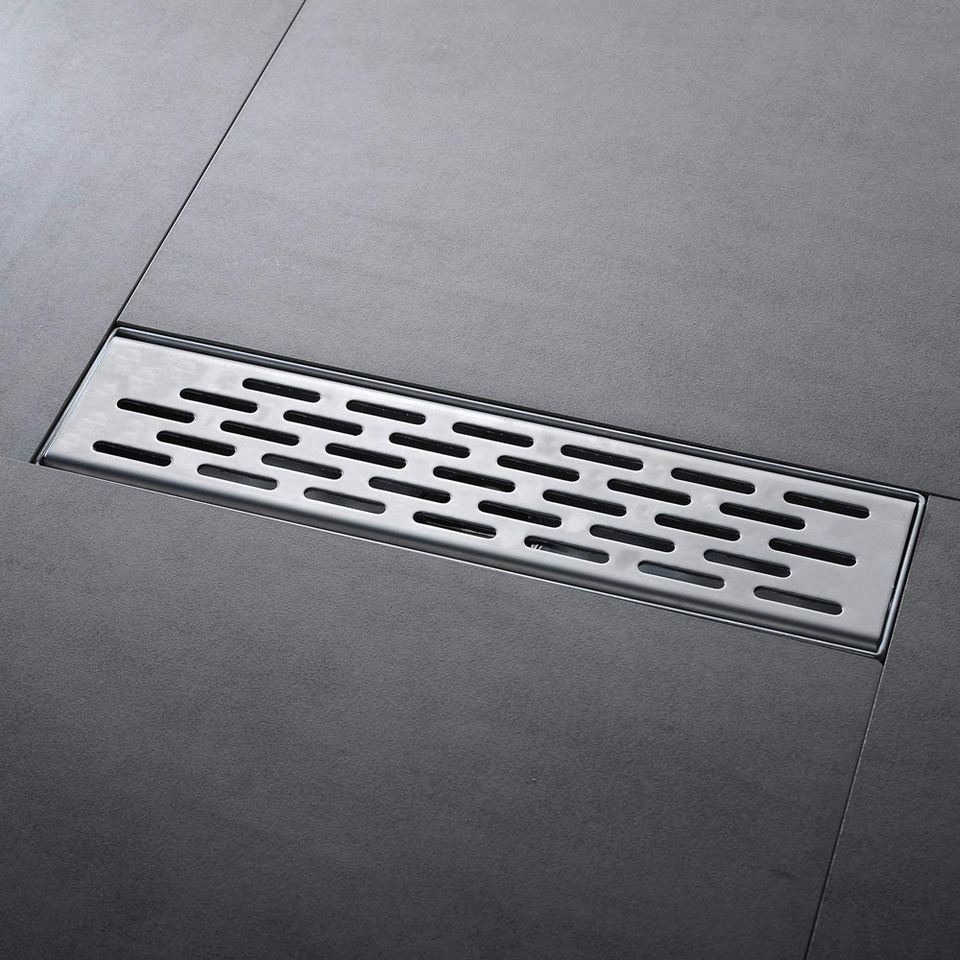 Amazon hot sale 12 Inches Linear Shower Drain with Rectangular Linear mirror polished 304 Stainless Steel