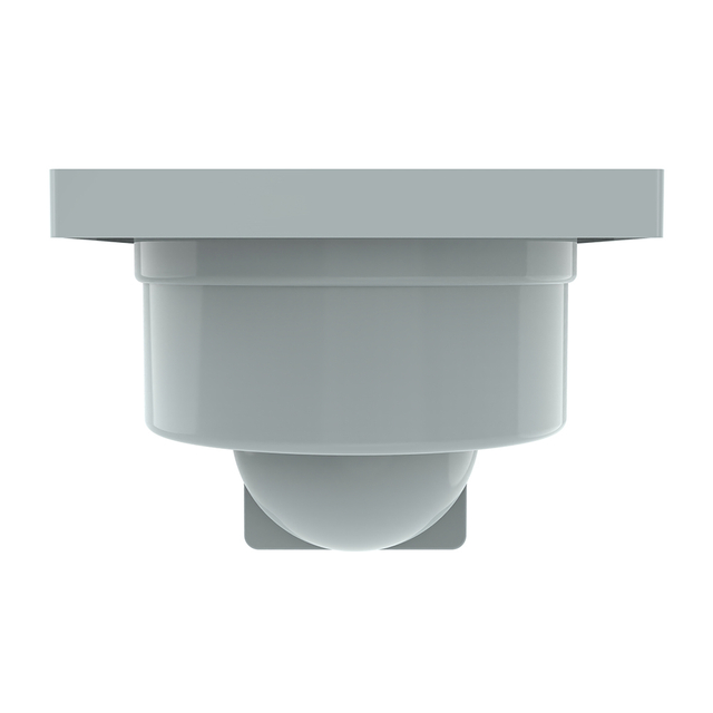 Rear connection of square shower drain with horizontal outlet pipe