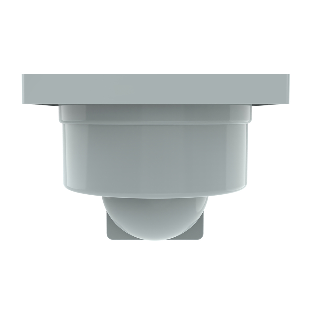 Rear connection of square shower drain with horizontal outlet pipe