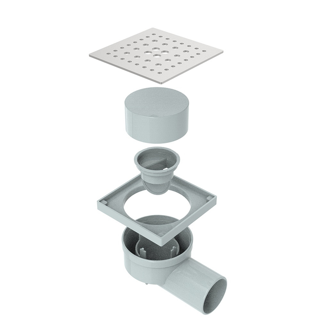 Modern square shower drain exploded structure with ABS 360&deg; rotatable wet siphon