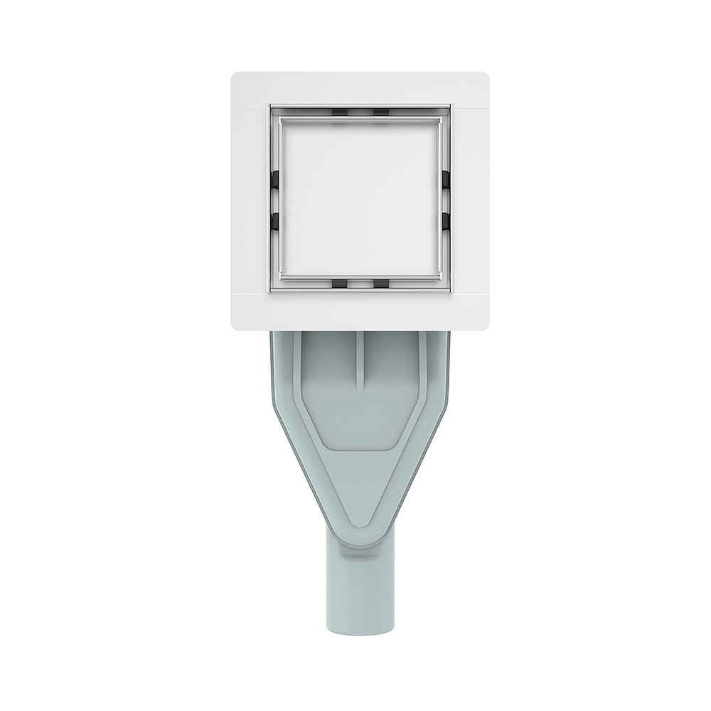 Flanged drain base structure for square shower floor drain