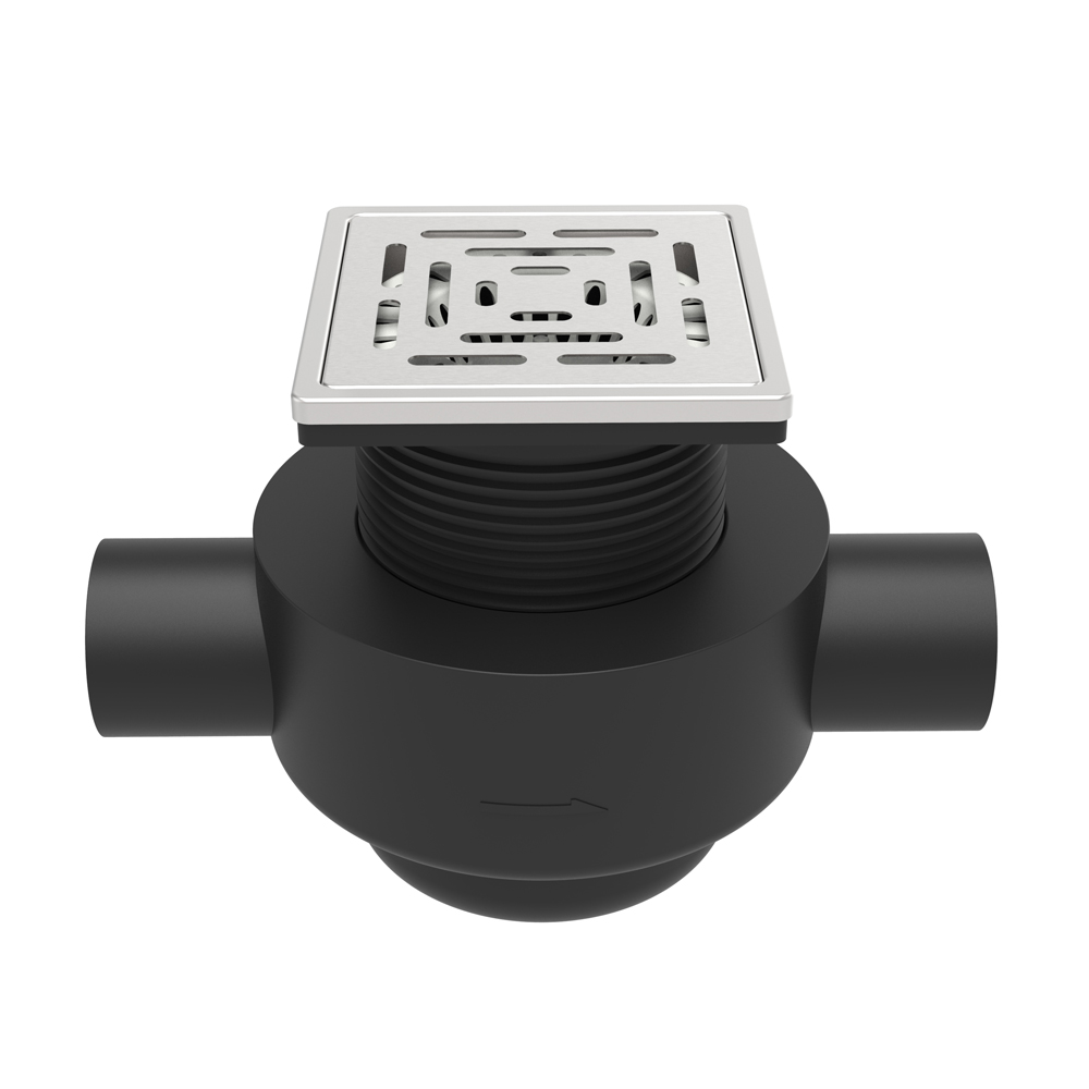 hdpe drain dual outlet with stainless steel grate angle structure