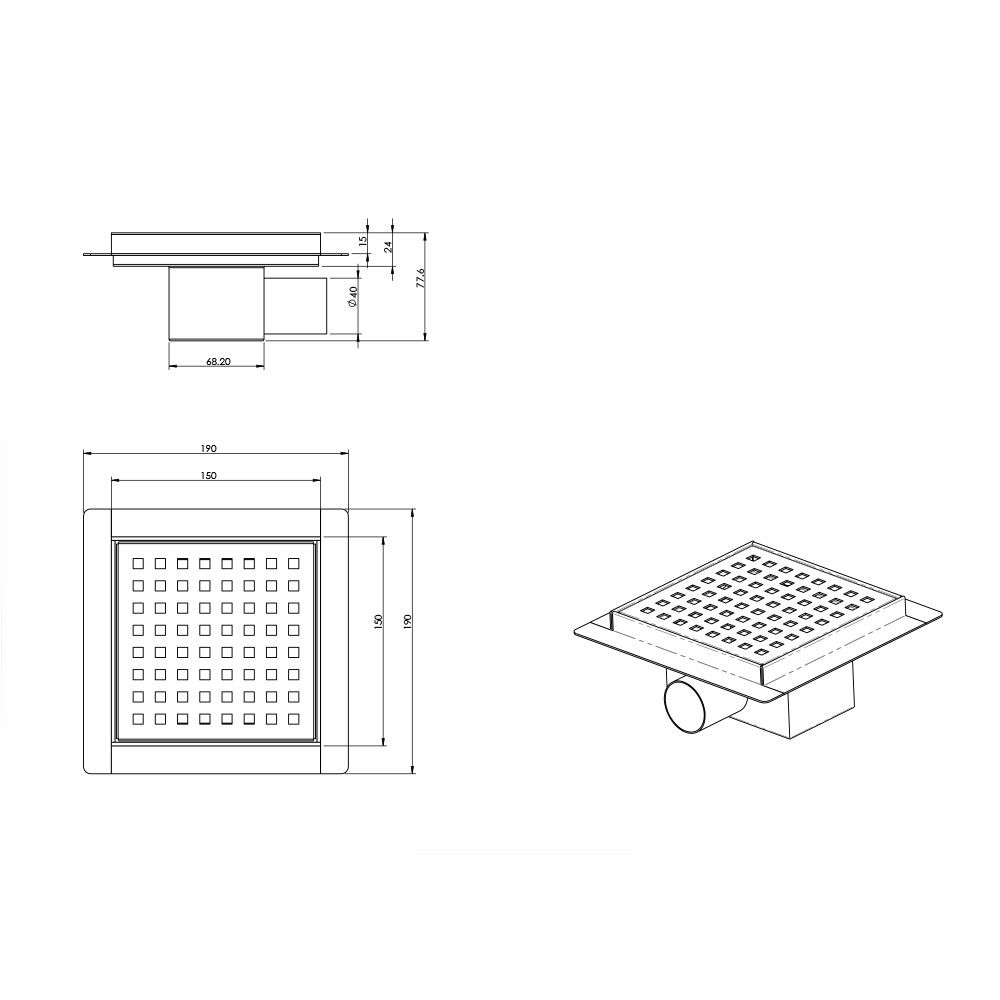 square drain modern grate pattern stainless steel for tile shower floor drain