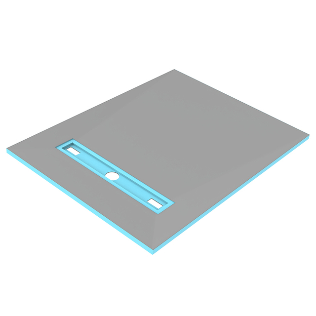 Tileable XPS shower tray board with integrated center drain channel