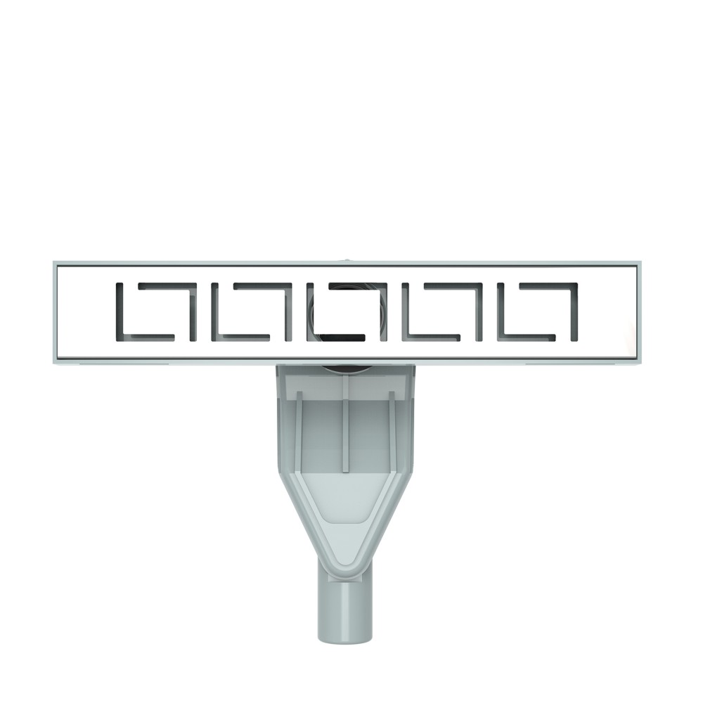 Top down look at stainless steel 304 grate pattern on anti clog drain system