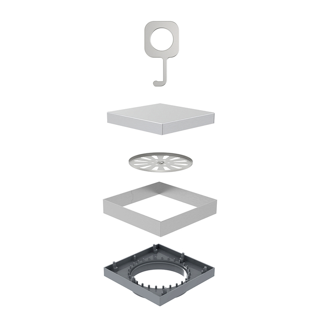 Square floor drain vertical drain shower without flange exploded components