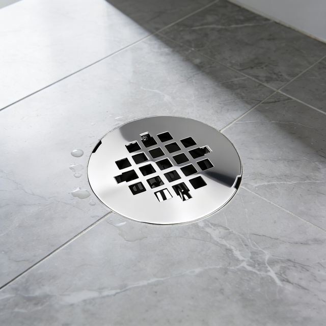ss304 grate round drain cover placed on shower floor for low profile drains