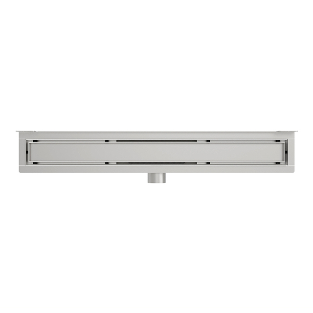 Top alignment of stainless steel channel drain showing tile insert capacity