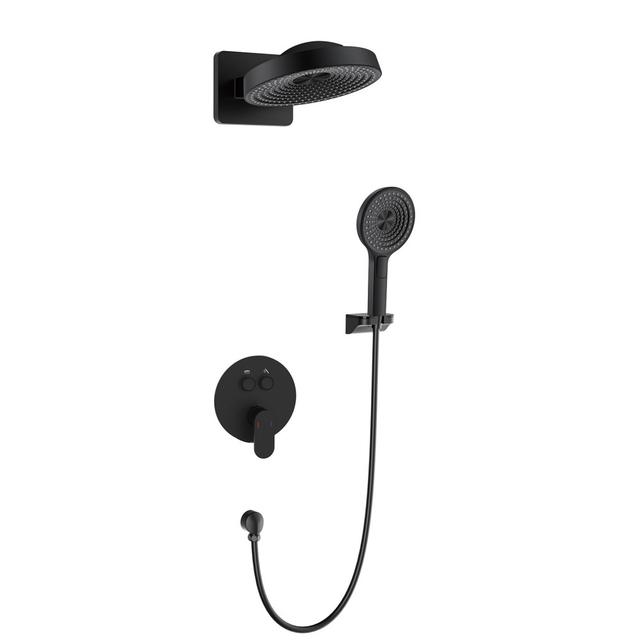 Elegant matte black wall mount shower faucet with hand shower