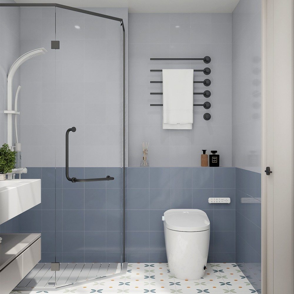 Rain shower faucet set wall mounted wide bathroom view