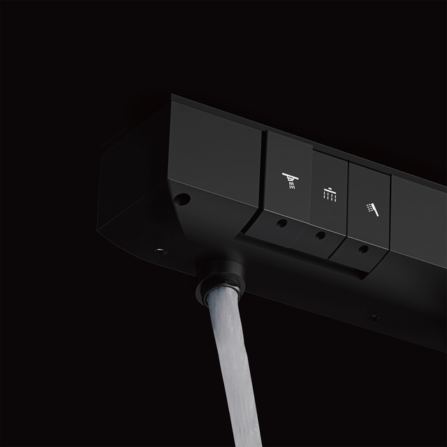 Thermostatic control buttons detail of 3 outlet shower column system