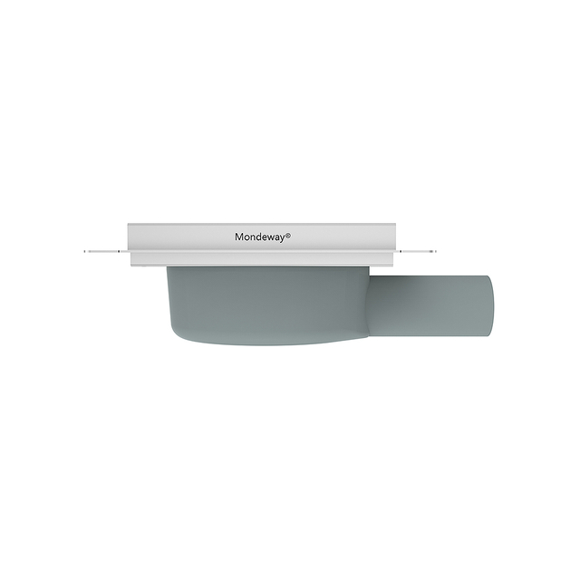 Side profile of horizontal drain design with stainless steel square shower drain assembly