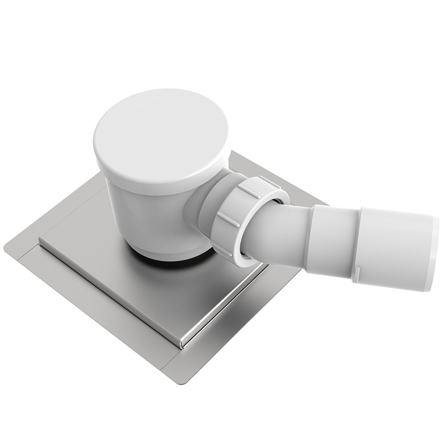 Square floor drains with horizontal outlet and anti odor wet dry siphon base