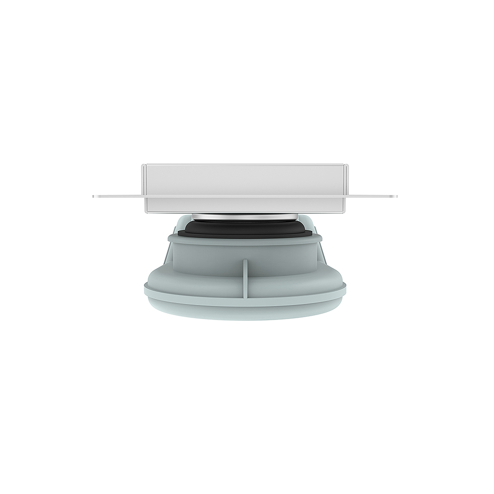 Square shower floor drain exploded assembly with wet siphon