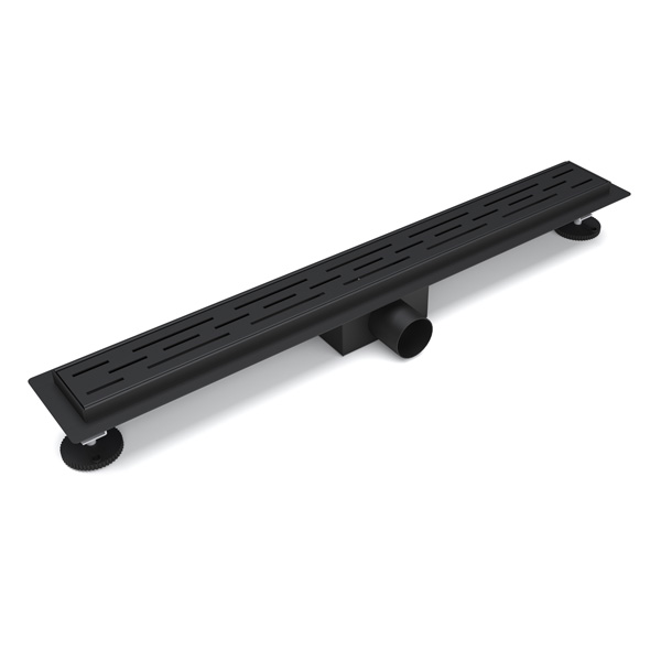 high flow stainless steel shower drain with black grate