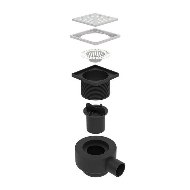 anti odor floor drain square front horizontal outlet structure