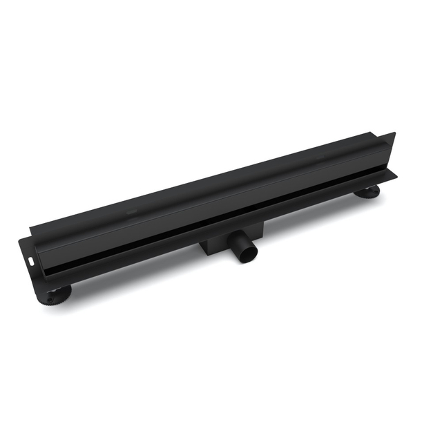 Linear wall drain in matte black finish for invisible bathroom drain system