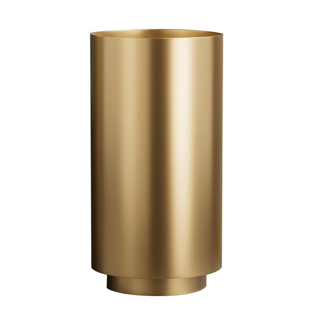 Gold stainless steel full pedestal wash basin front view with round cylinder design