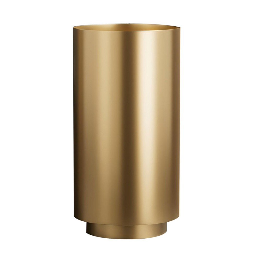 Gold stainless steel full pedestal wash basin front view with round cylinder design