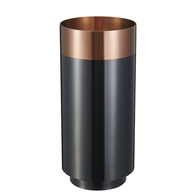 Freestanding stainless steel wash basin front view in black and copper finish