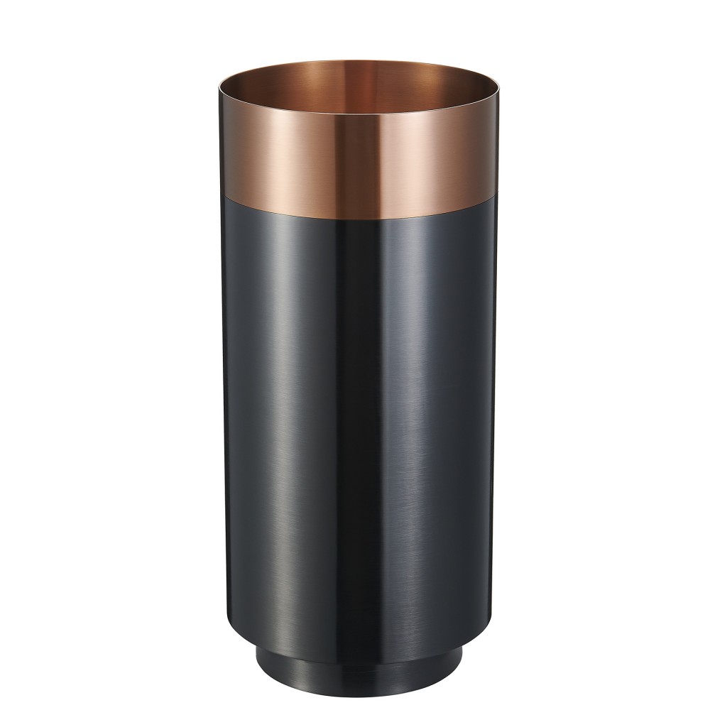 Freestanding stainless steel wash basin front view in black and copper finish