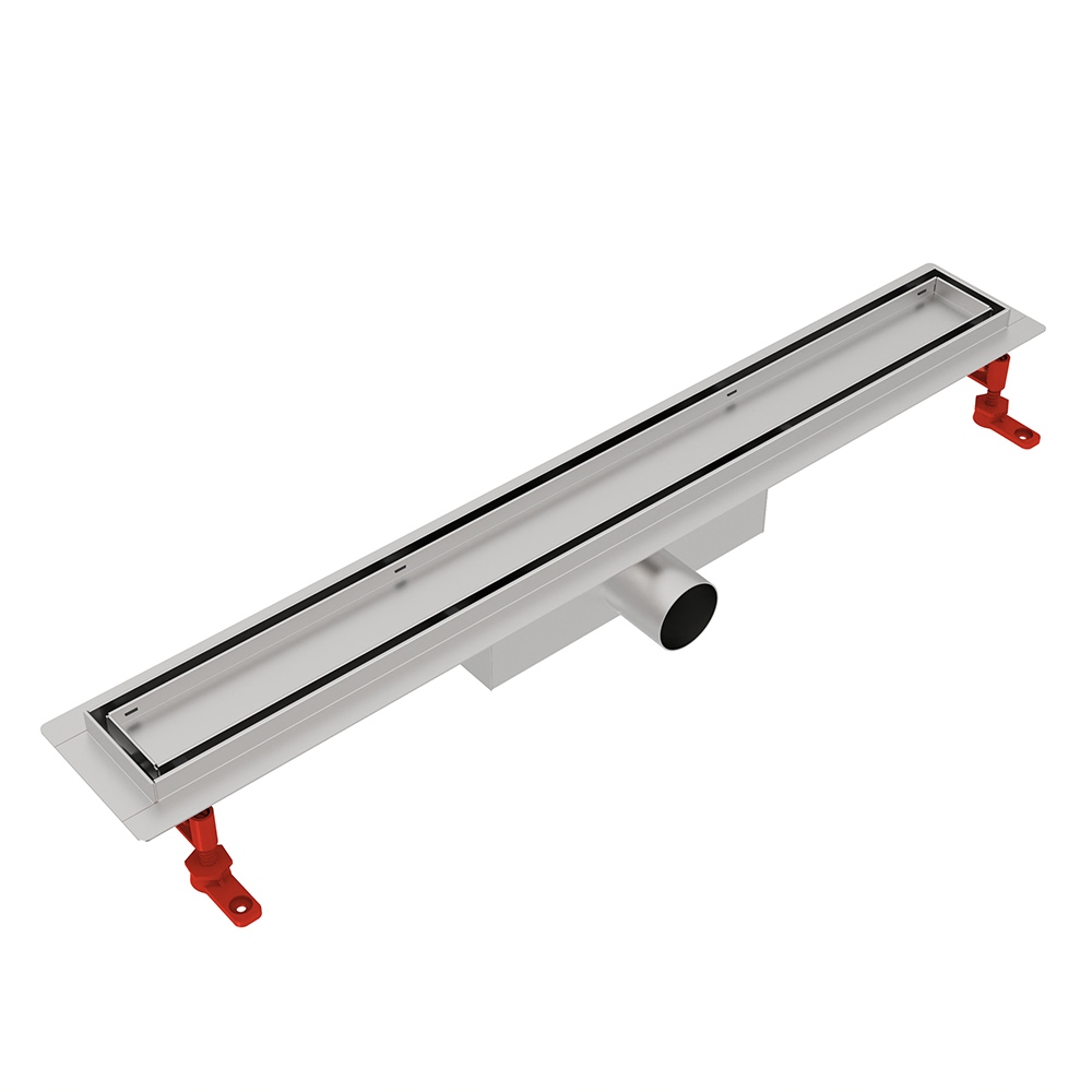 Modern tile-in linear bathroom floor drain with permanent anti odor technology
