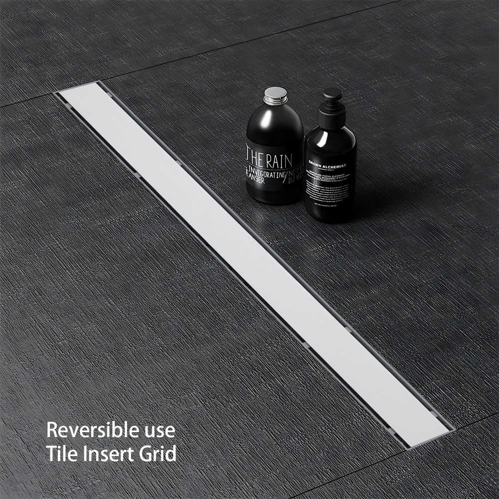 SS shower drain brushed finish linear bathroom drain surface design