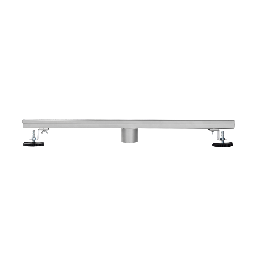 Slim channel drain with height adjustable feet for modern bathroom drains