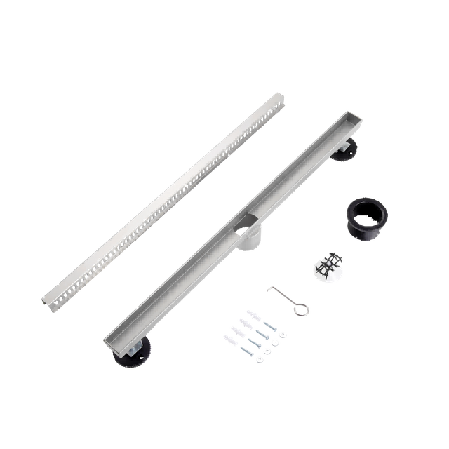 Slim channel drain stainless steel grate with siphon shower drain accessories set