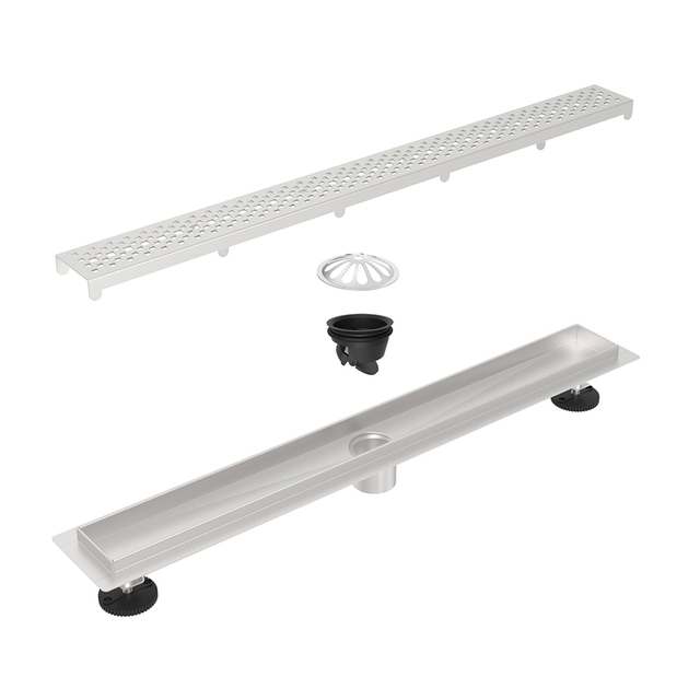 Shower linear drain stainless steel bottom outlet connection