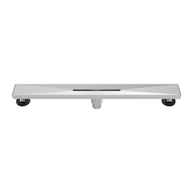 Stainless steel linear shower floor drain showing slim top surface design
