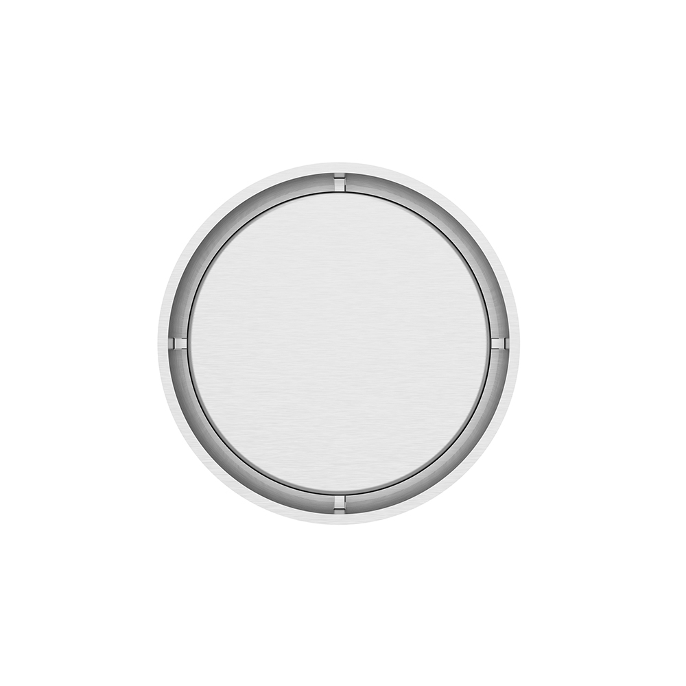 top view of 100x100mm shower drain round stainless steel grate