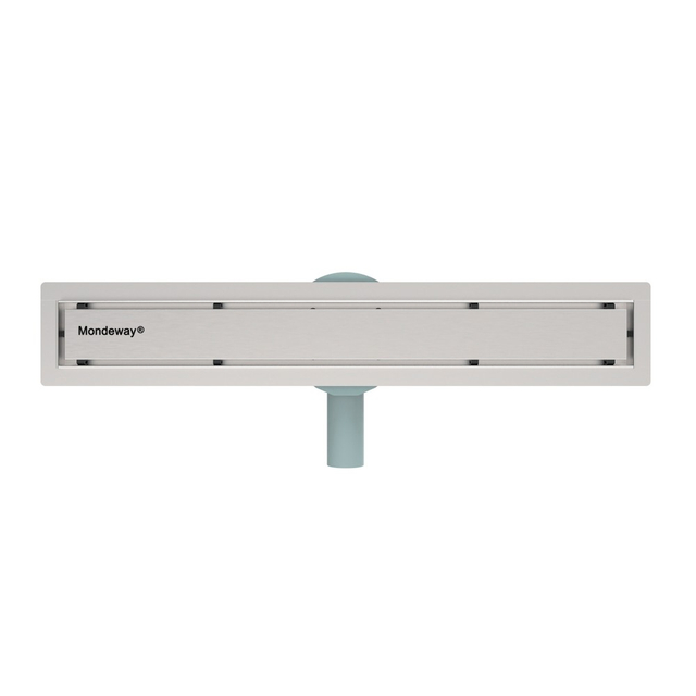 Top surface of floor drain stainless steel with brushed finish and linear slots