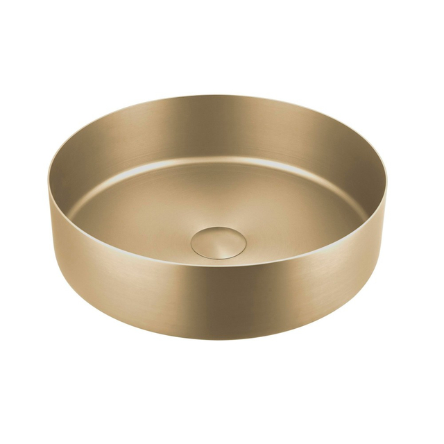 Round wash basin stainless sink round with brushed gold finish and smooth interior surface