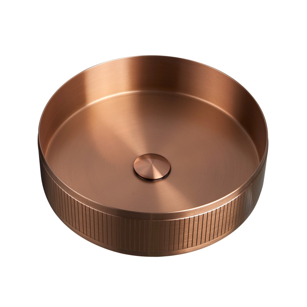 Countertop round basin stainless steel basin sink showing smooth deep interior bowl