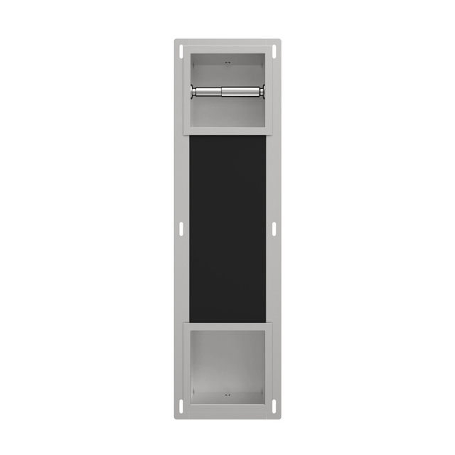 Front panel of stainless steel toilet paper holder and storage with concealed wall-mounted design