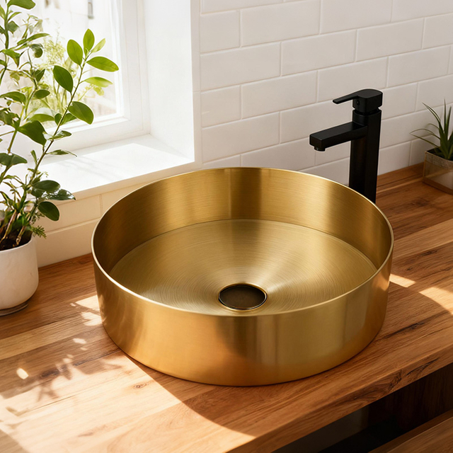 Vessel round sink complete stainless steel round basin scene