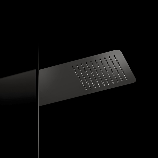 Ultra-thin black rainfall shower head mounted on the wall