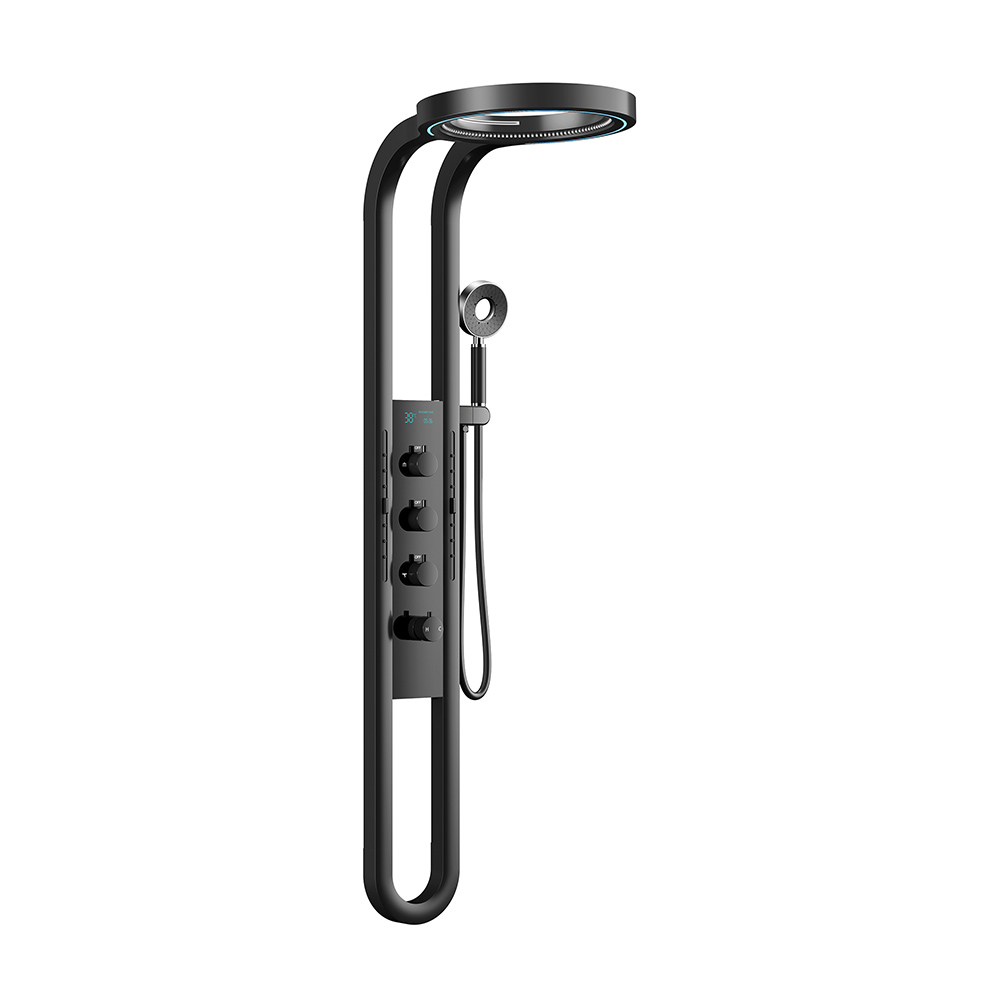 LED thermostatic shower panel full set in matte black