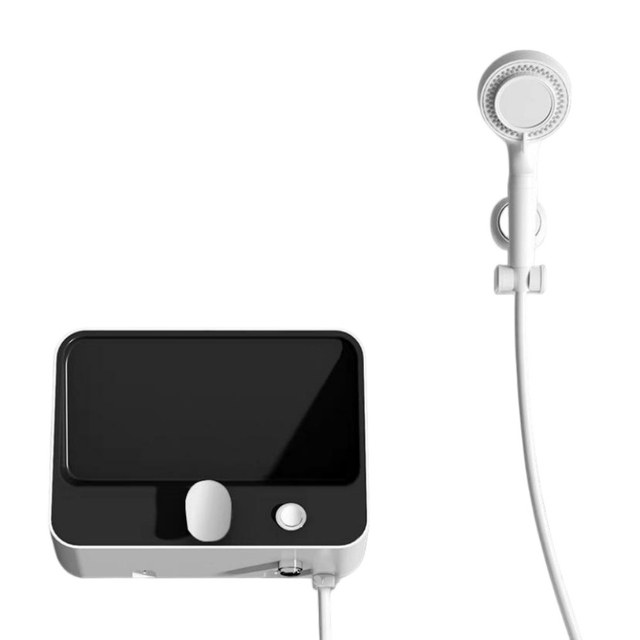 Handheld shower set with integrated shelf and storage tray