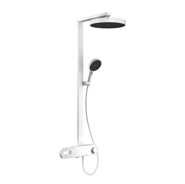 White LED thermostatic shower head set with digital temperature display