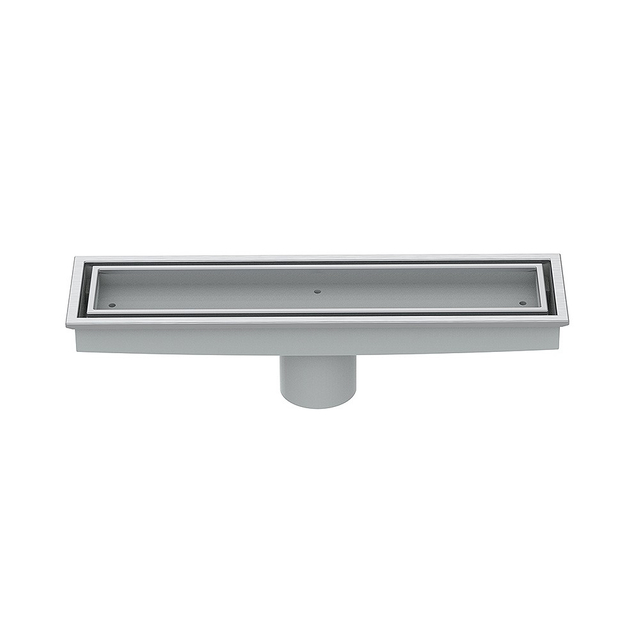 Plastic linear drain bottom structure with vertical 49mm outlet and ABS base