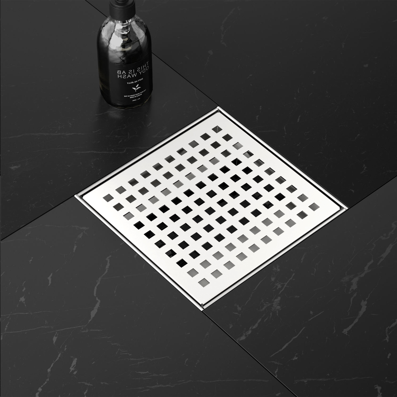 square drain mirror finish tile shower floor drain in modern bathroom