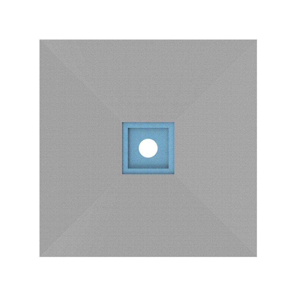 Close detail of point drain recess in xps shower base