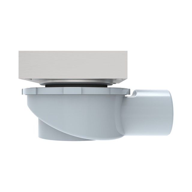Low profile shower channel drain with horizontal outlet side profile