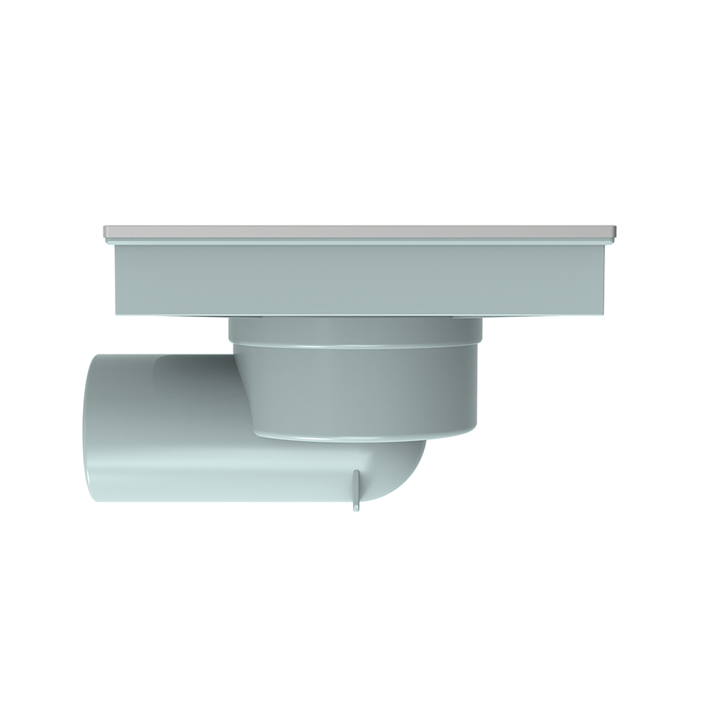 anti-odor floor drain square side profile with horizontal outlet