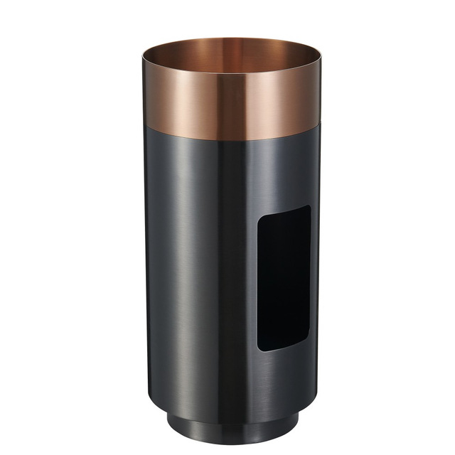 Round stainless steel pedestal basin with side cutout design in matte black