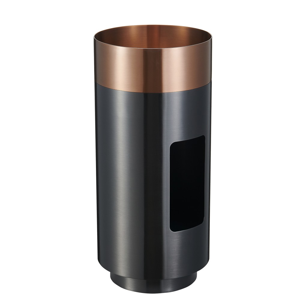 Round stainless steel pedestal basin with side cutout design in matte black